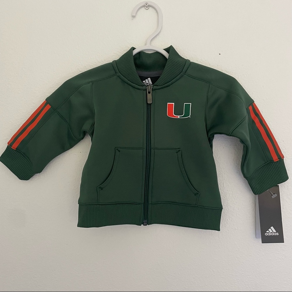 NWT University of Miami Hurricanes Adidas Infant Zipped Jacket